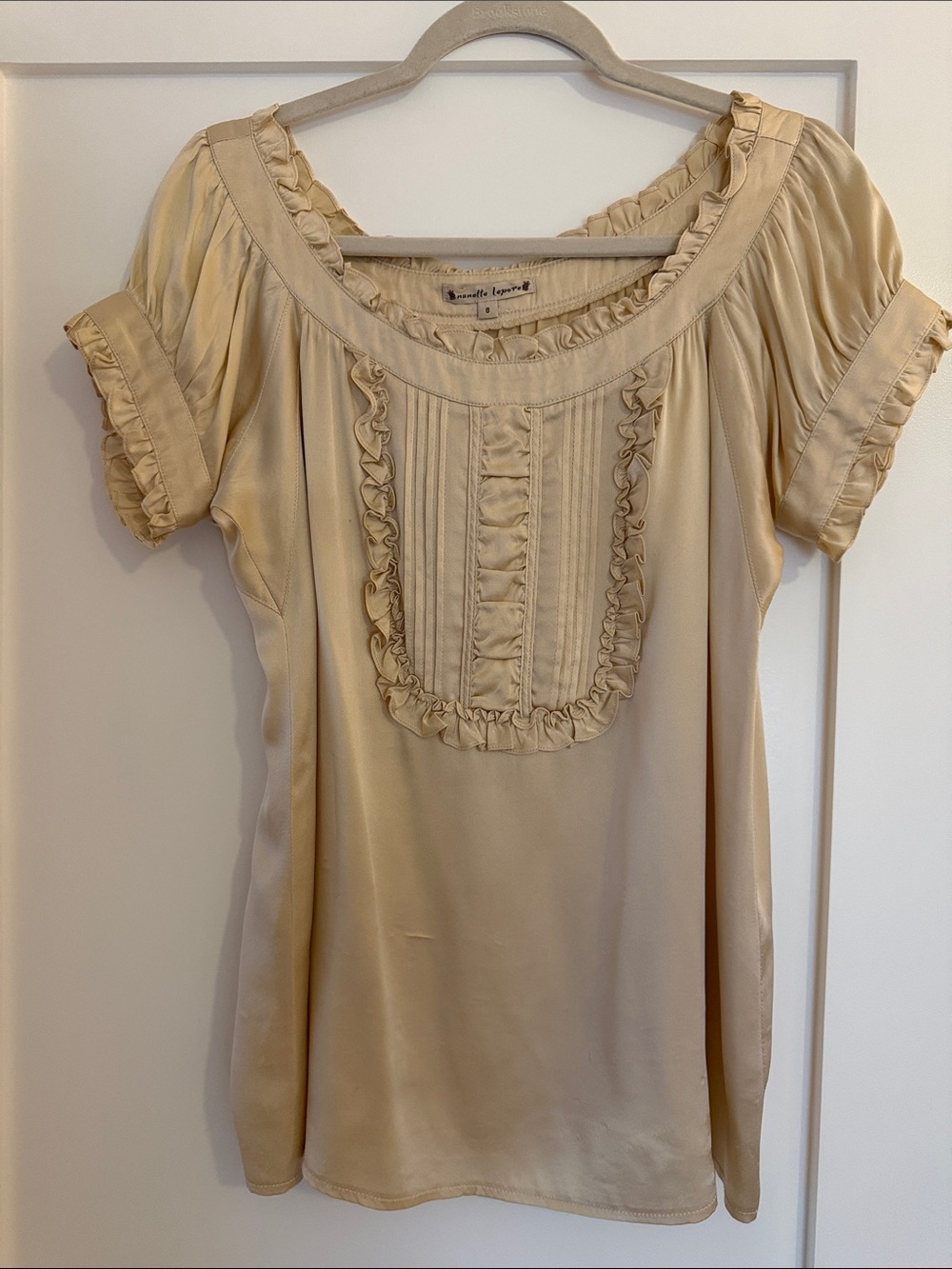 Vintage Nanette Lepore Cream Ruffle Pintuck Blouse